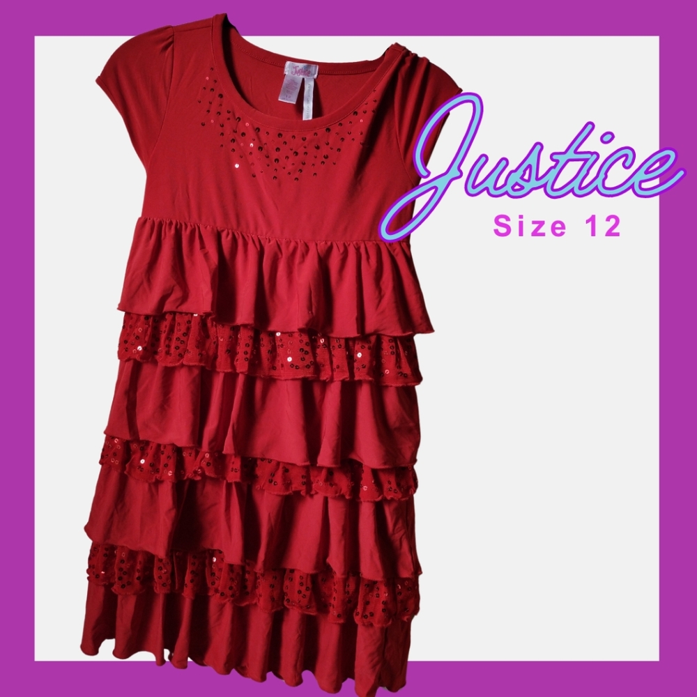 Justice Tiered Sequined Dress Girls' Size XL